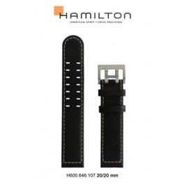 Horlogeband Hamilton H70505733 / H001.70.505.733.11 Leder Zwart 20mm
